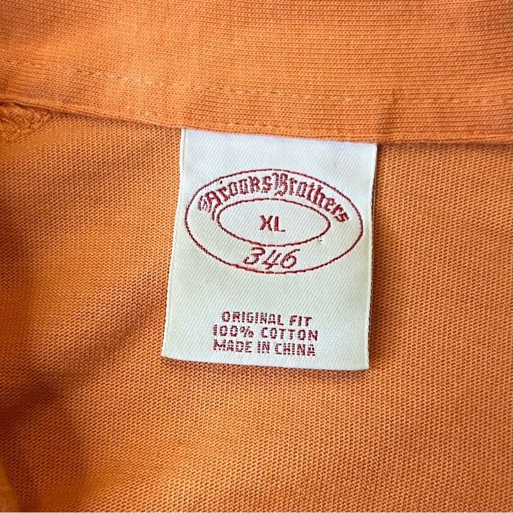 Orange Brooks Brothers 346 Short Sleeve Polo Shirt 100% Cotton XL - Picture 3 of 4
